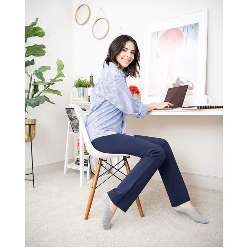 BetaBrand Straight leg dress pant yoga pants Navy blue